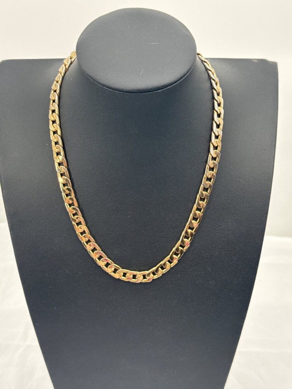 Y2K Gold Cuban Link Chain Necklace Chunky Flat Curb Streetwear